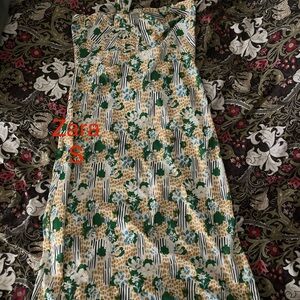 Zara Floral Print Dress - Green and Yellow
